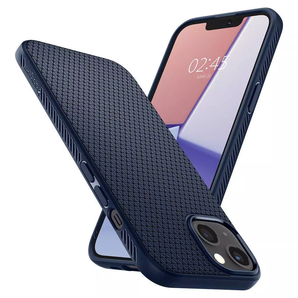Противоударный чехол бампер Spigen Liquid Air для iPhone 14 Plus Navy Blue (Синий) ACS04892