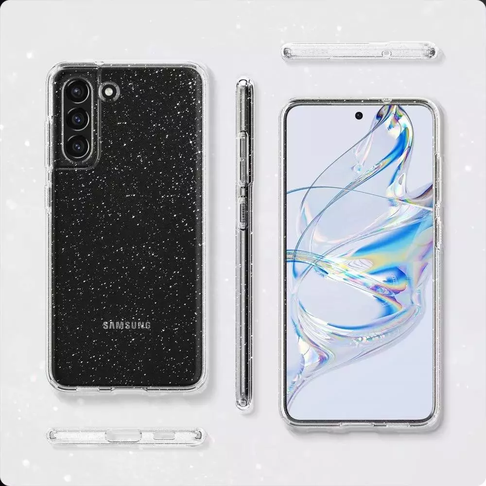 Протиударний чохол бампер Spigen Liquid Crystal Glitter для Samsung Galaxy S21 FE Transparent Quartz (Прозорий Кварц) ACS03056