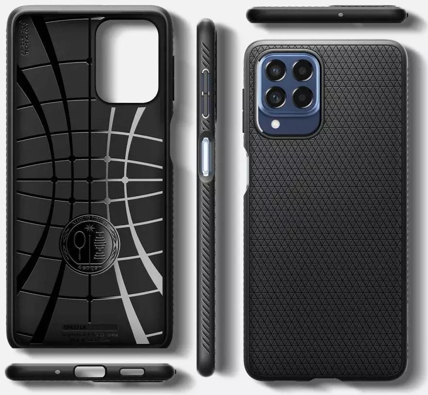 Противоударный чехол бампер Spigen Liquid Air для Samsung Galaxy M53 Matte Black (Матовый Черный) ACS04344
