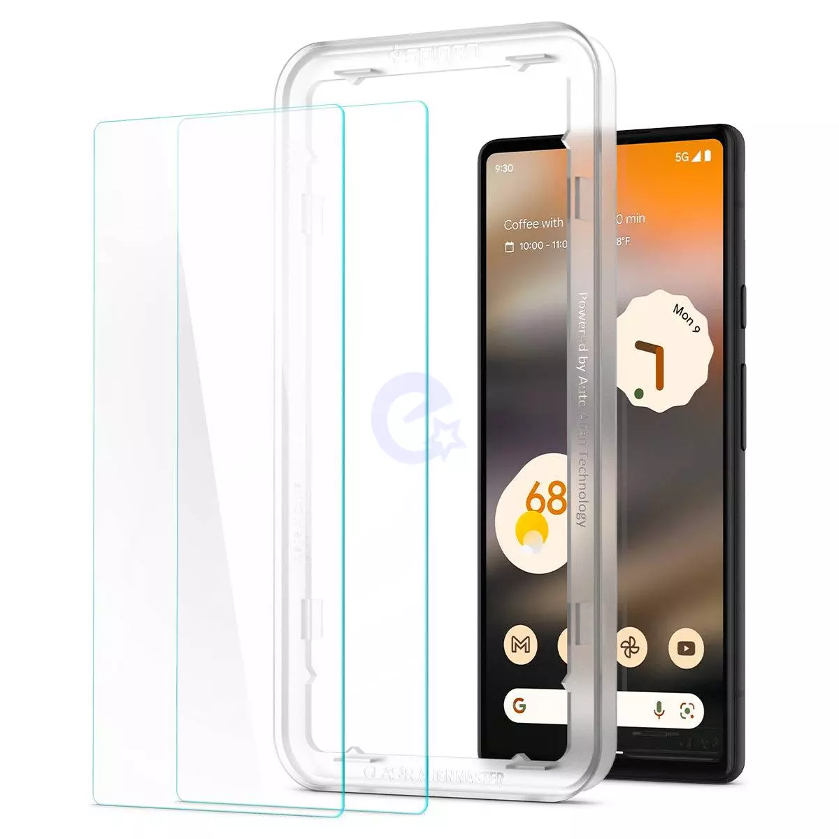 Защитное стекло Spigen ALM GLAS.TR SLIM (2 шт. с трафаретом для поклейки) для Google Pixel 6a Transparent (Прозрачный) AGL04695
