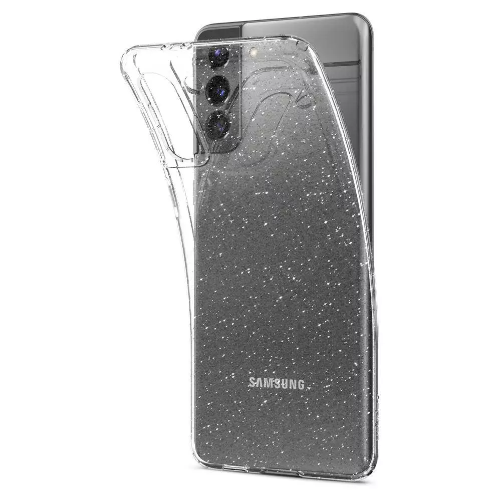 Противоударный чехол бампер Spigen Liquid Crystal Glitter для Samsung Galaxy S22 Transparent Quartz (Прозрачный Кварц) ACS03985