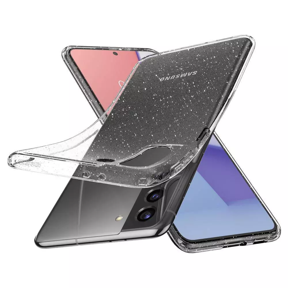 Противоударный чехол бампер Spigen Liquid Crystal Glitter для Samsung Galaxy S22 Transparent Quartz (Прозрачный Кварц) ACS03985