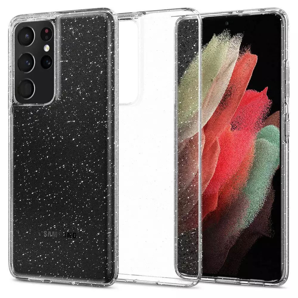 Протиударний чохол бампер Spigen Liquid Crystal Glitter для Samsung Galaxy S22 Ultra Transparent Quartz (Прозорий Кварц) ACS03913