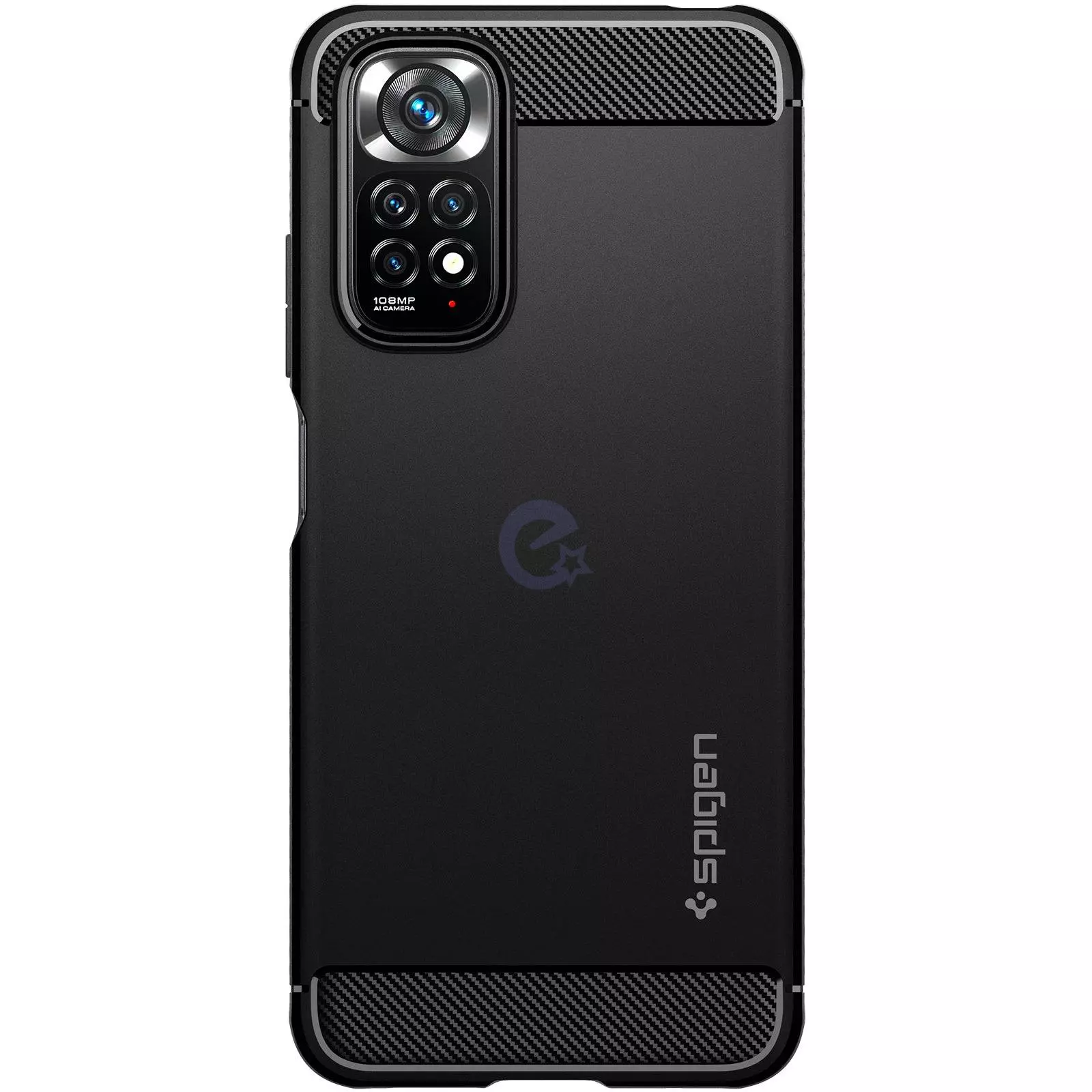 Противоударный чехол бампер Spigen Rugged Armor для Xiaomi Redmi Note 11 / Xiaomi Redmi Note 11S Matte Black (Матовый Черный) ACS04417