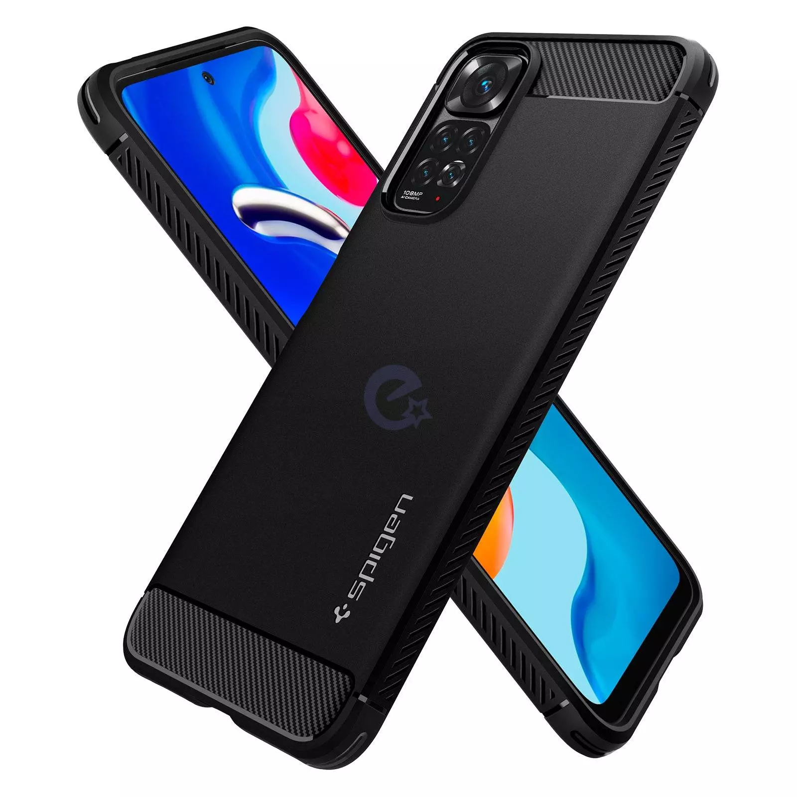 Противоударный чехол бампер Spigen Rugged Armor для Xiaomi Redmi Note 11 / Xiaomi Redmi Note 11S Matte Black (Матовый Черный) ACS04417