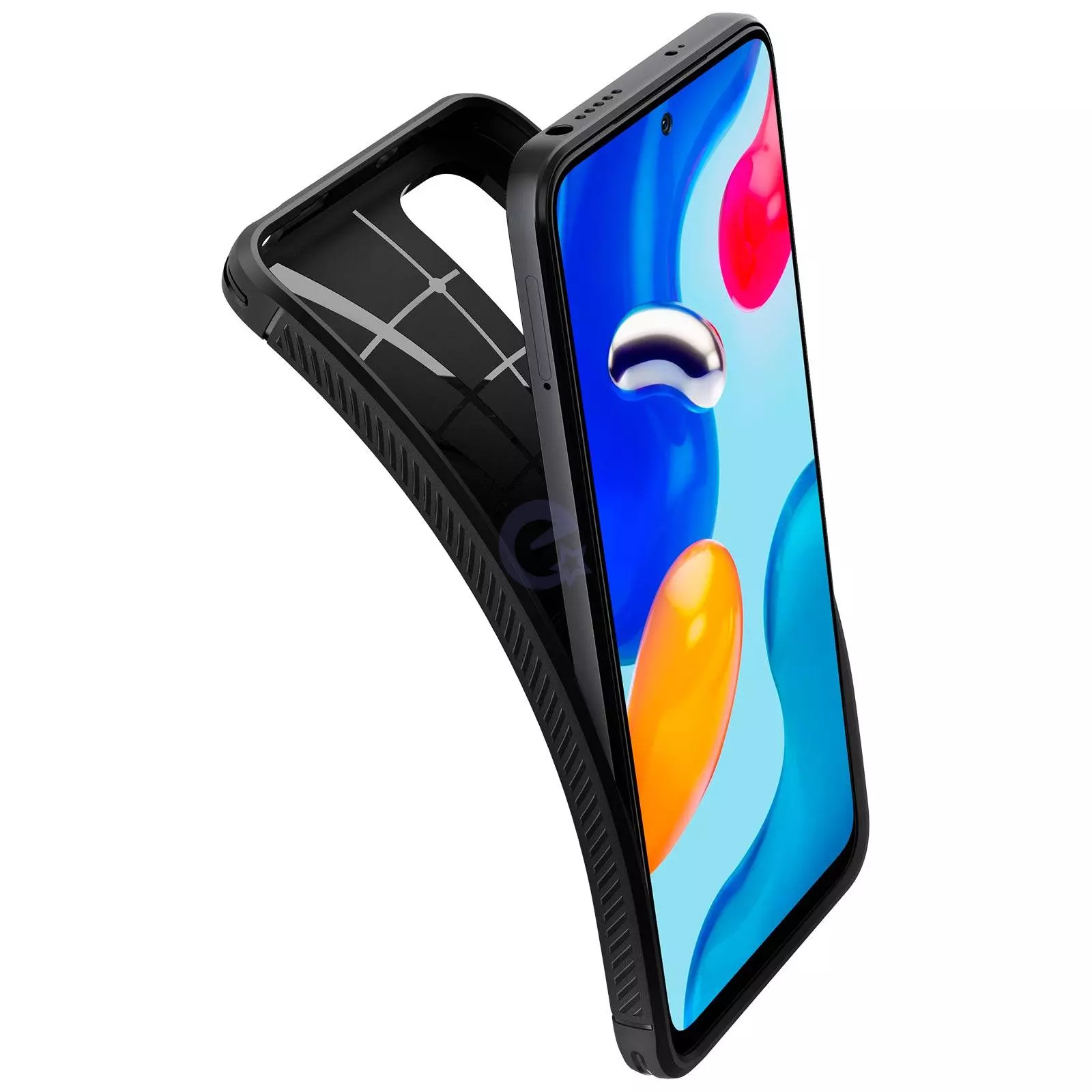 Противоударный чехол бампер Spigen Rugged Armor для Xiaomi Redmi Note 11 / Xiaomi Redmi Note 11S Matte Black (Матовый Черный) ACS04417