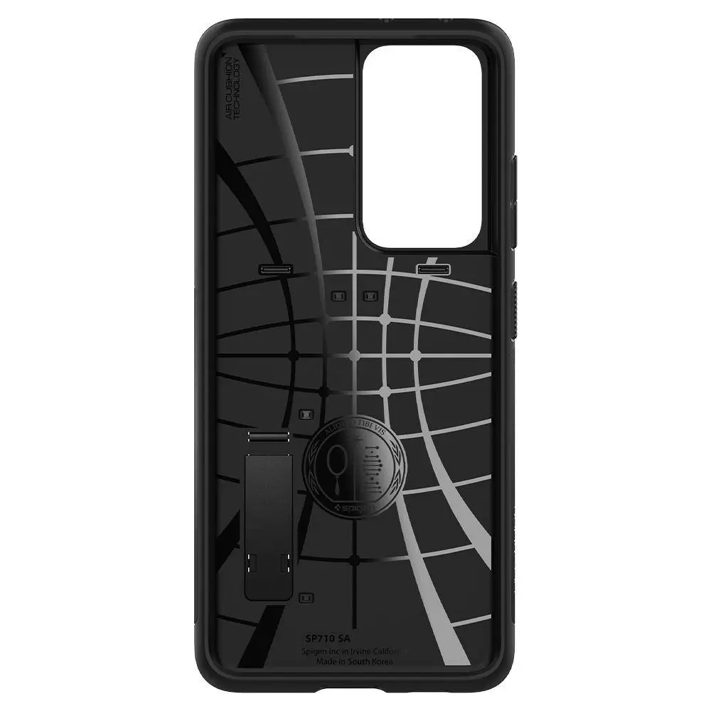 Протиударний чохол бампер Spigen Slim Armor (вбудована підставка) для Samsung Galaxy S22 Ultra Black (Чорний) ACS03943