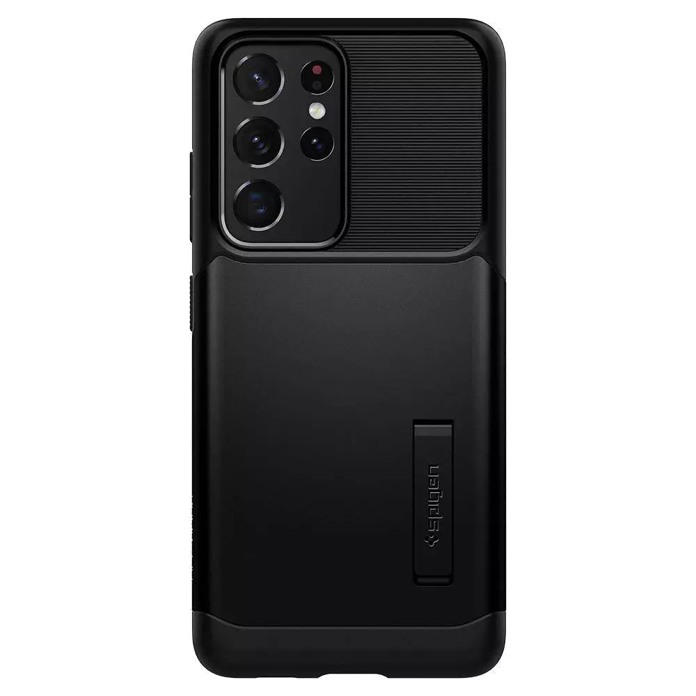 Протиударний чохол бампер Spigen Slim Armor (вбудована підставка) для Samsung Galaxy S22 Ultra Black (Чорний) ACS03943