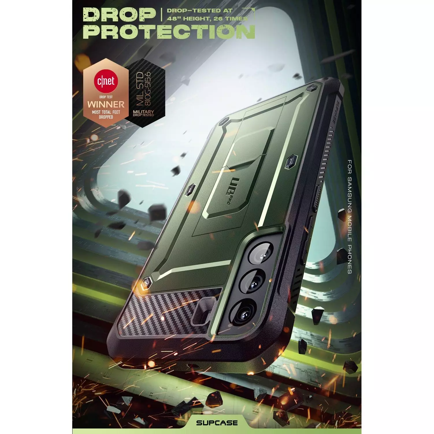 Противоударный чехол бампер Supcase Unicorn Beetle PRO для Samsung Galaxy S22 Plus Dark Green (Темно Зеленый)