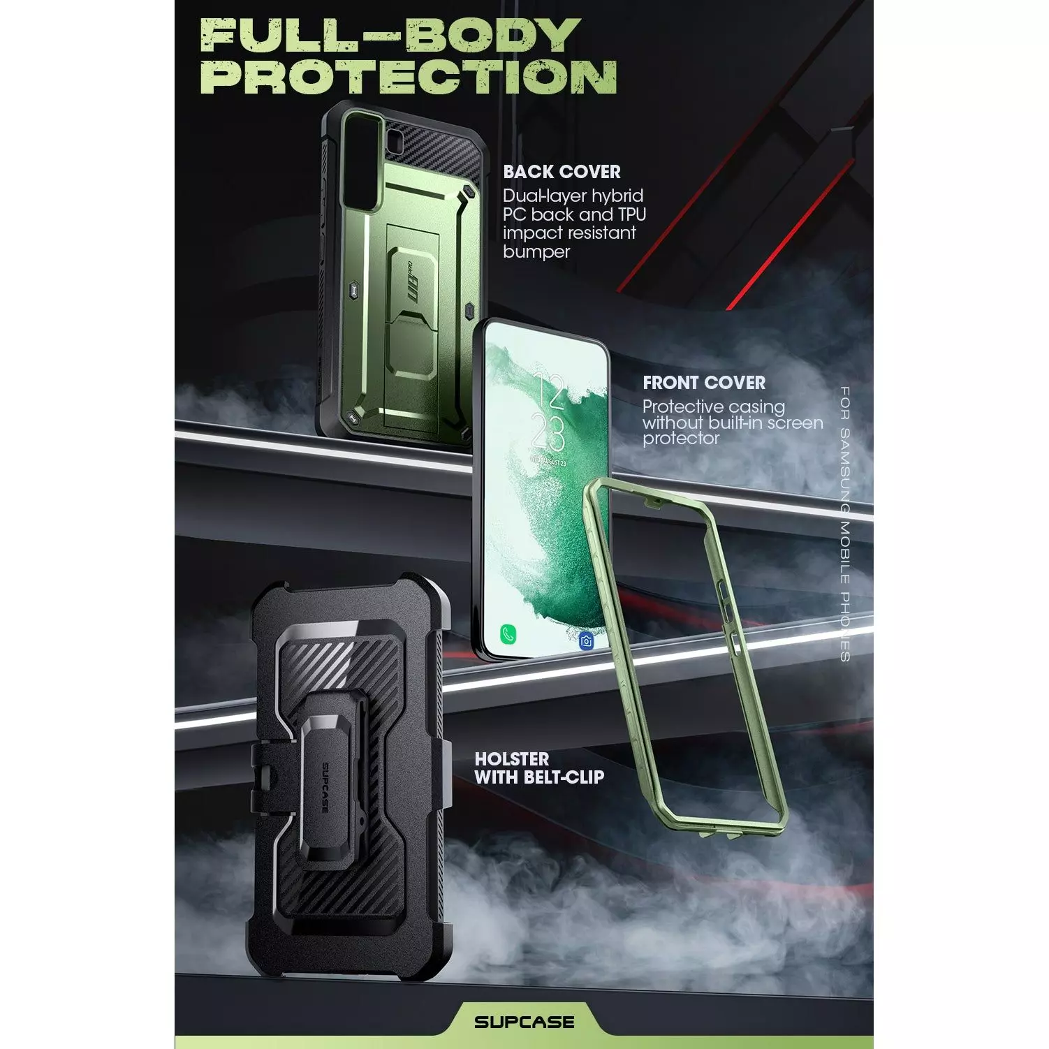 Противоударный чехол бампер Supcase Unicorn Beetle PRO для Samsung Galaxy S22 Plus Dark Green (Темно Зеленый)