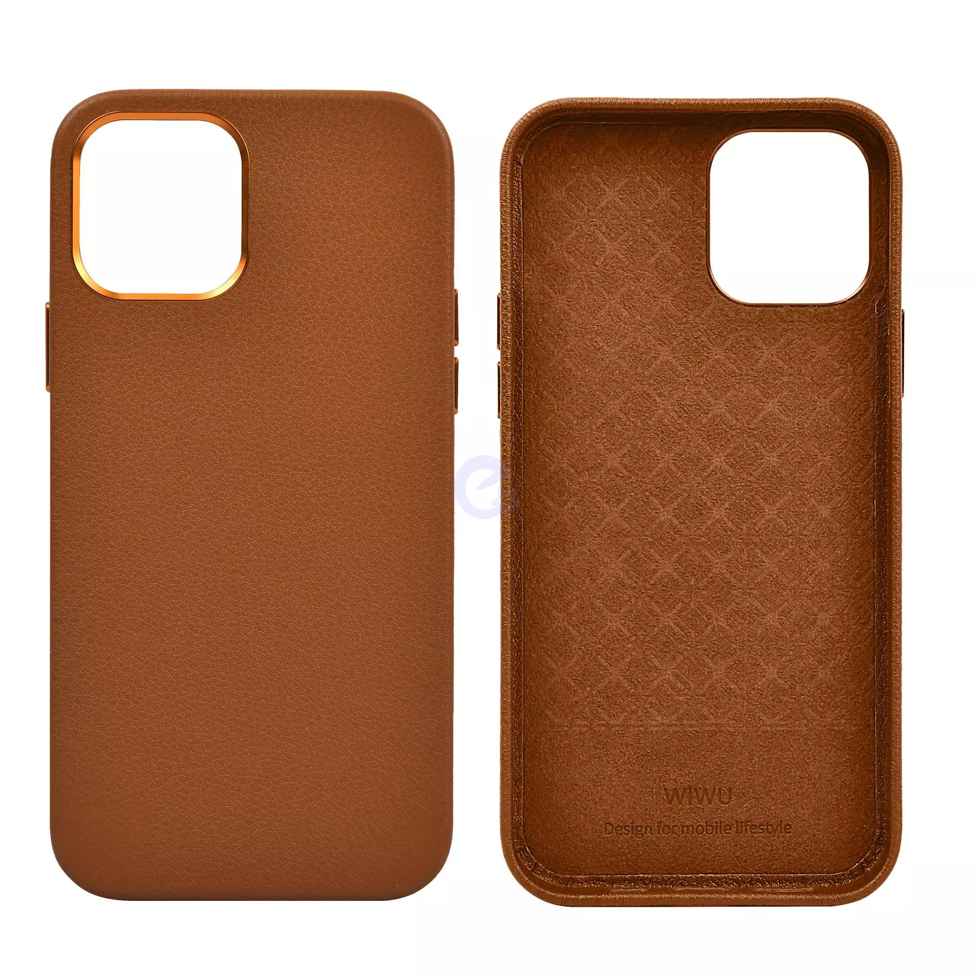 Чехол бампер для iPhone 13 Pro WiWU Calfskin Leather Case Brown (Коричневый)