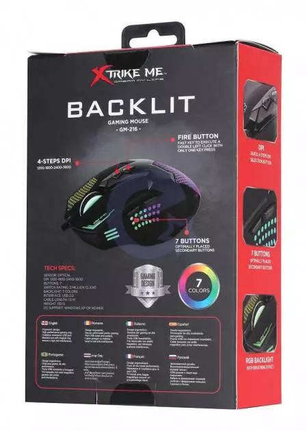 Ігрова провідна миша XTRIKE ME Gaming Backlight GM-216 Black (Чорний)