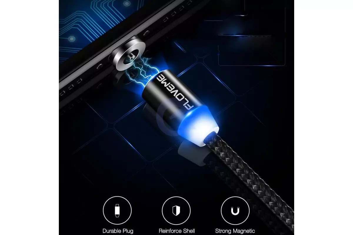Магнитный кабель для зарядки Floveme USB to Type-C Black (Черный) YXF 93674-13