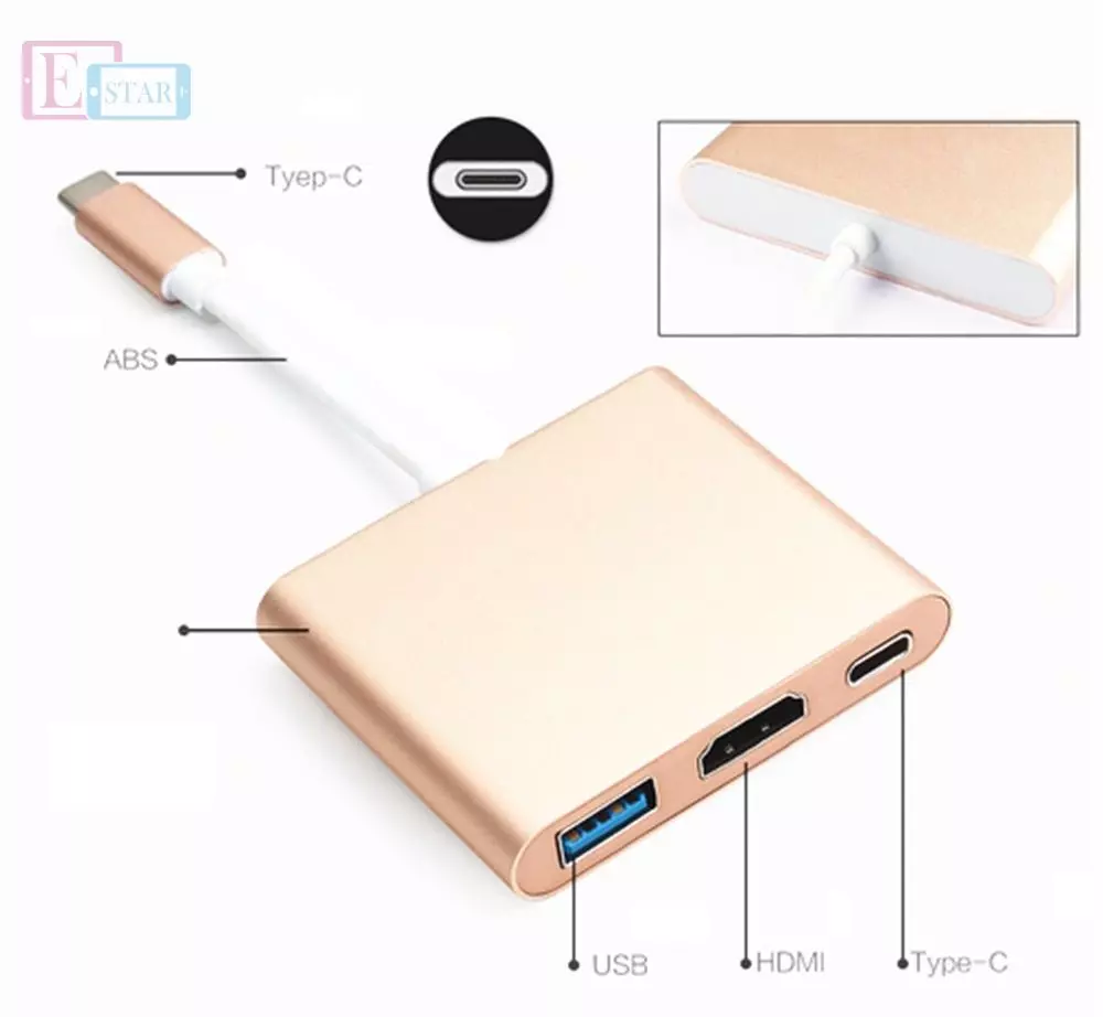 Адаптер AULID 3 в 1 Type C хаб to Type C + HDMI +USB3.0 1080p Silver (Серебристый) Адаптер AULID 3 в 1 Type C хаб to Type C + HDMI +USB3.0 1080p Silver (Серебристый)