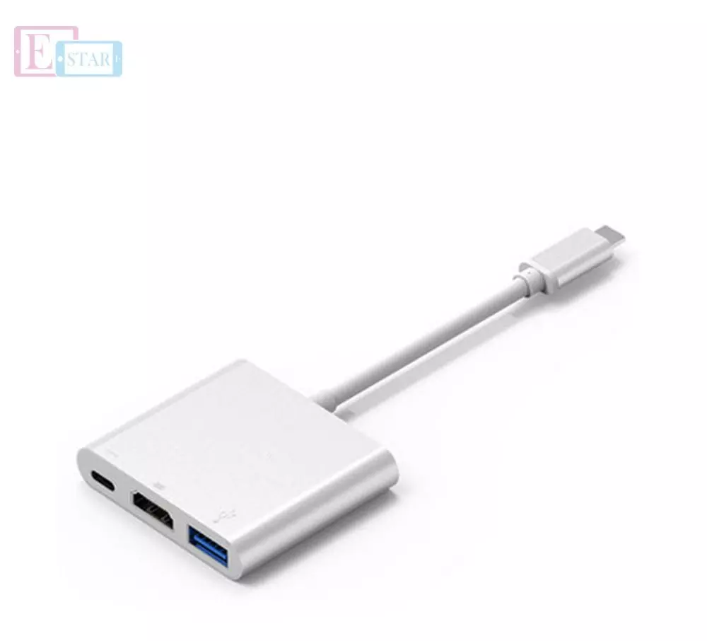 Адаптер AULID 3 в 1 Type C хаб to Type C + HDMI +USB3.0 1080p Silver (Серебристый) Адаптер AULID 3 в 1 Type C хаб to Type C + HDMI +USB3.0 1080p Silver (Серебристый)