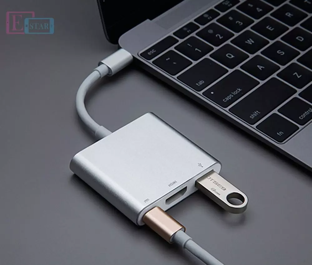 Адаптер AULID 3 в 1 Type C хаб to Type C + HDMI +USB3.0 1080p Silver (Серебристый) Адаптер AULID 3 в 1 Type C хаб to Type C + HDMI +USB3.0 1080p Silver (Серебристый)
