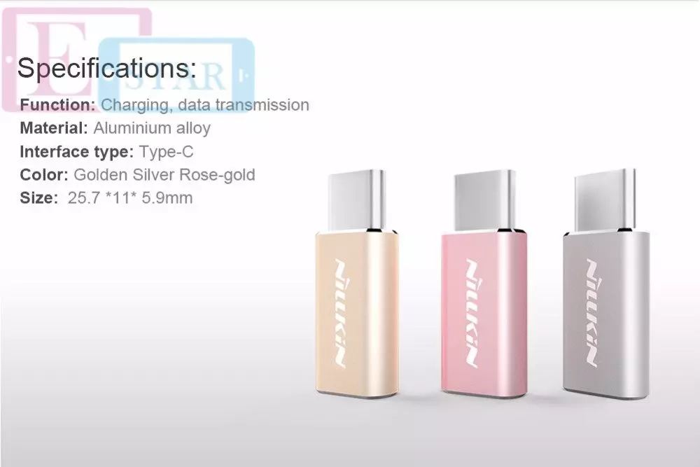 Переходник Type C to Micro USB Nillkin Adapter для планшетов и смартфонов Rose Gold (Розовое золото) AD-MT Переходник Type C to Micro USB Nillkin Adapter для планшетов и смартфонов Rose Gold (Розовое золото) AD-MT