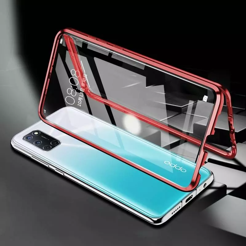 Чехол бампер для Vivo X60 Anomaly Magnetic 360 With Glass Red (Красный)