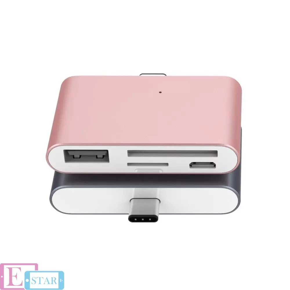 USB-хаб Anomaly 4 in 1 Type-C Card Reader Gray (Серый)