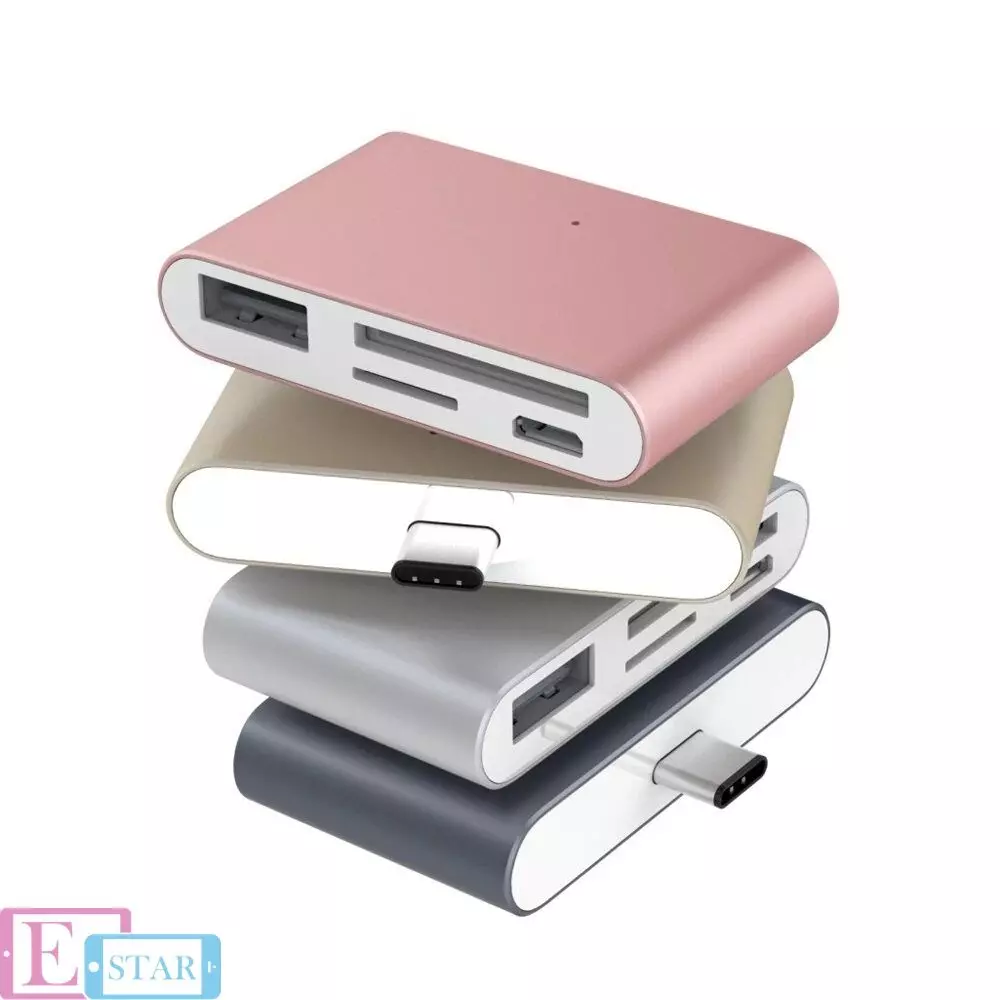 USB-хаб Anomaly 4 in 1 Type-C Card Reader Silver (Серебряный)