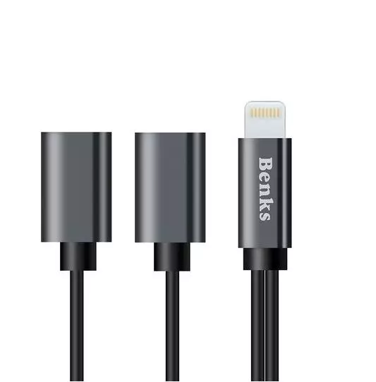 Аудио кабель Benks 2 in 1 Lightning Audio Adapter Gray (Серый) Аудио кабель Benks 2 in 1 Lightning Audio Adapter Gray (Серый)