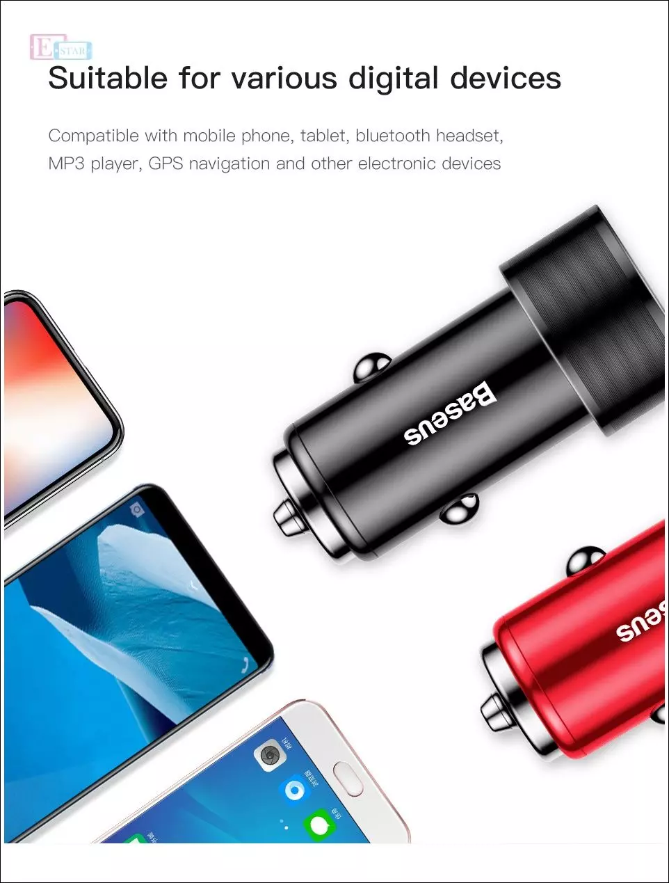 Автомобільна зарядка від прикурювача Baseus Small Screw Dual-USB Black 36W Black (Чорний) CAXLD-B01 Автомобільна зарядка від прикурювача Baseus Small Screw Dual-USB Black 36W Black (Чорний) CAXLD-B01