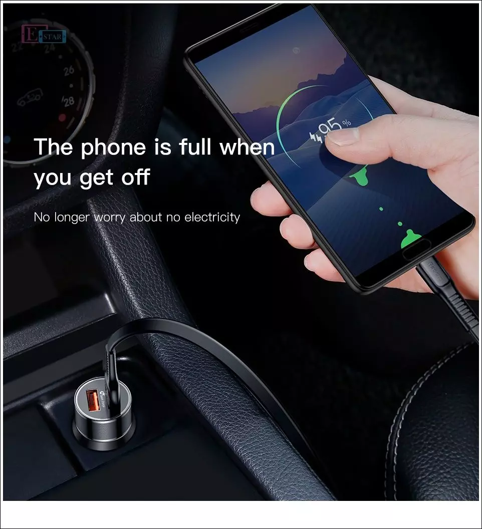 Автомобільна зарядка від прикурювача Baseus Small Screw Dual-USB Black 36W Black (Чорний) CAXLD-B01 Автомобільна зарядка від прикурювача Baseus Small Screw Dual-USB Black 36W Black (Чорний) CAXLD-B01