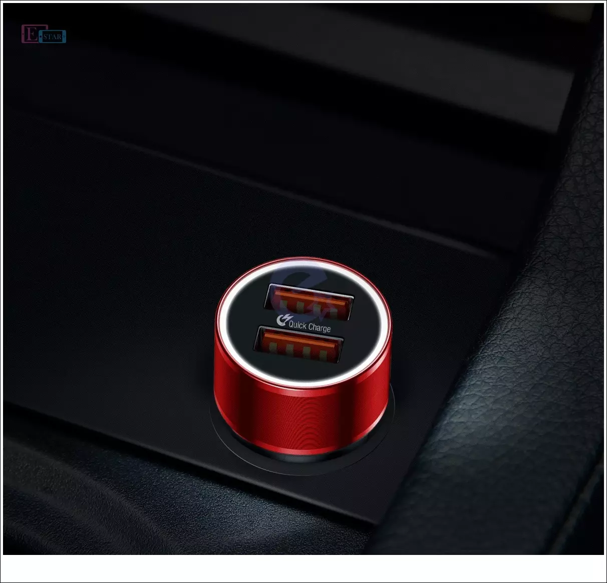 Автомобільна зарядка від прикурювача Baseus Small Screw Dual-USB Black 36W Red (Червоний) CAXLD-B09