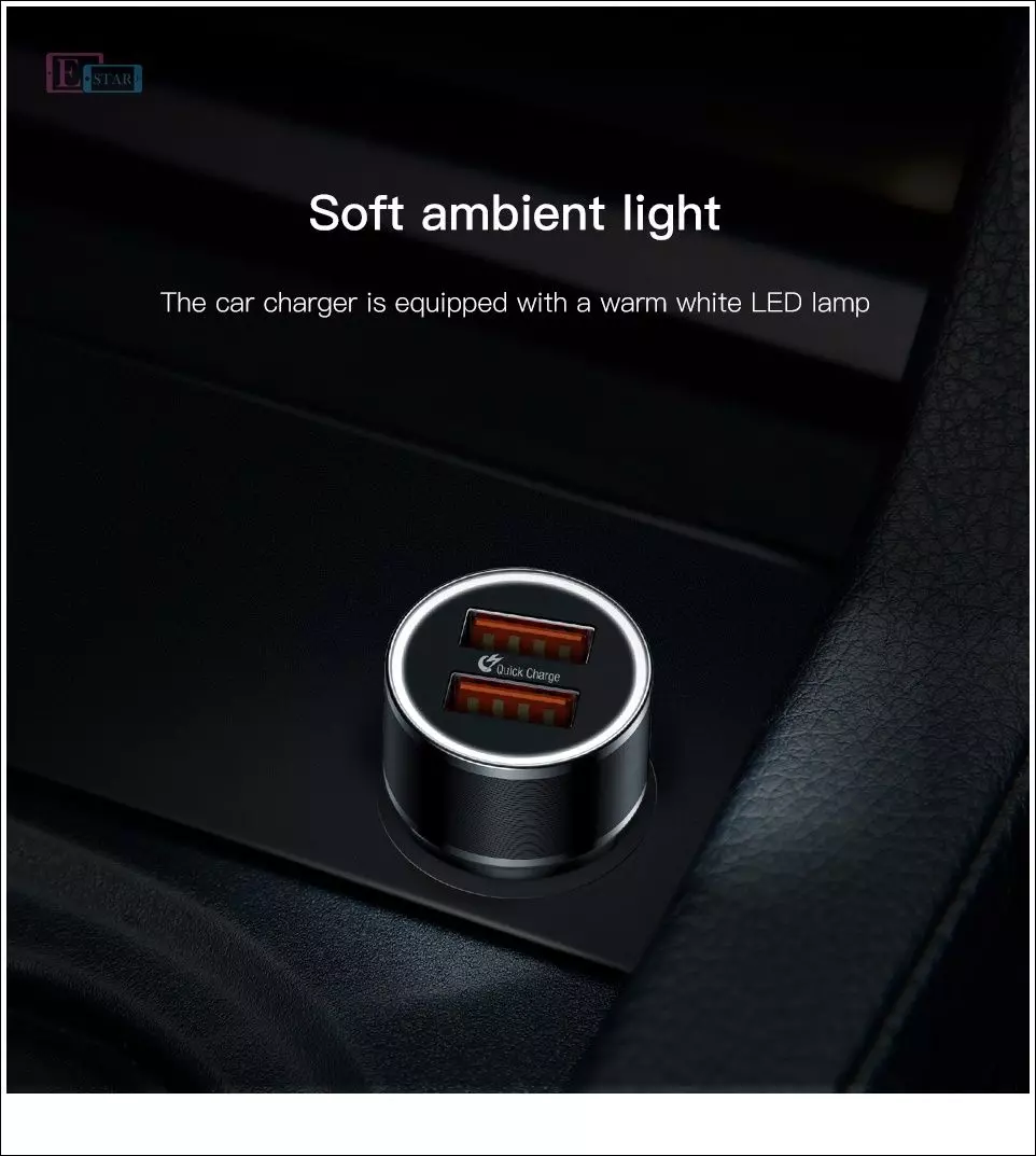 Автомобільна зарядка від прикурювача Baseus Small Screw Dual-USB Black 36W Black (Чорний) CAXLD-B01 Автомобільна зарядка від прикурювача Baseus Small Screw Dual-USB Black 36W Black (Чорний) CAXLD-B01