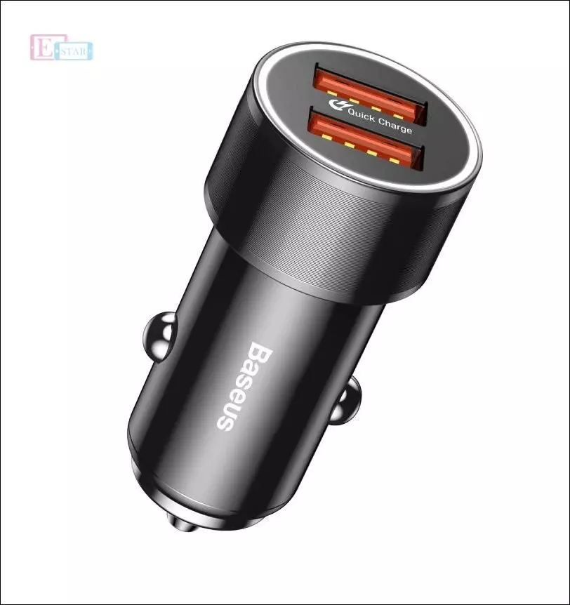 Автомобільна зарядка від прикурювача Baseus Small Screw Dual-USB Black 36W Black (Чорний) CAXLD-B01 Автомобільна зарядка від прикурювача Baseus Small Screw Dual-USB Black 36W Black (Чорний) CAXLD-B01