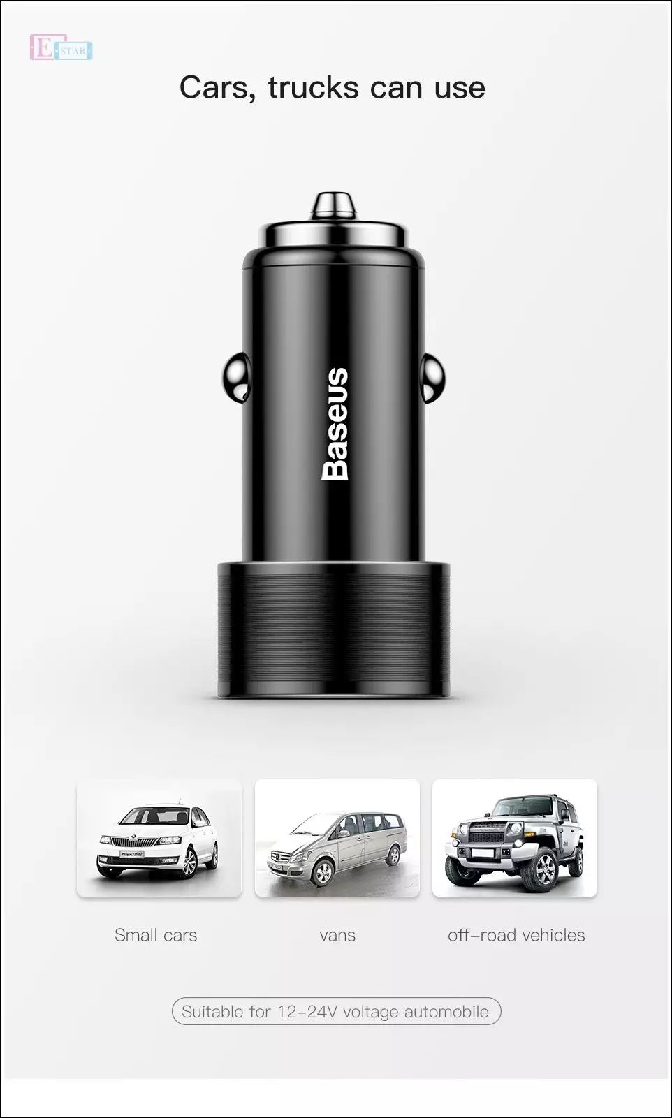 Автомобільна зарядка від прикурювача Baseus Small Screw Dual-USB Black 36W Black (Чорний) CAXLD-B01 Автомобільна зарядка від прикурювача Baseus Small Screw Dual-USB Black 36W Black (Чорний) CAXLD-B01