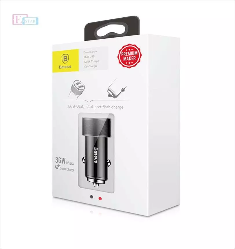 Автомобільна зарядка від прикурювача Baseus Small Screw Dual-USB Black 36W Black (Чорний) CAXLD-B01 Автомобільна зарядка від прикурювача Baseus Small Screw Dual-USB Black 36W Black (Чорний) CAXLD-B01