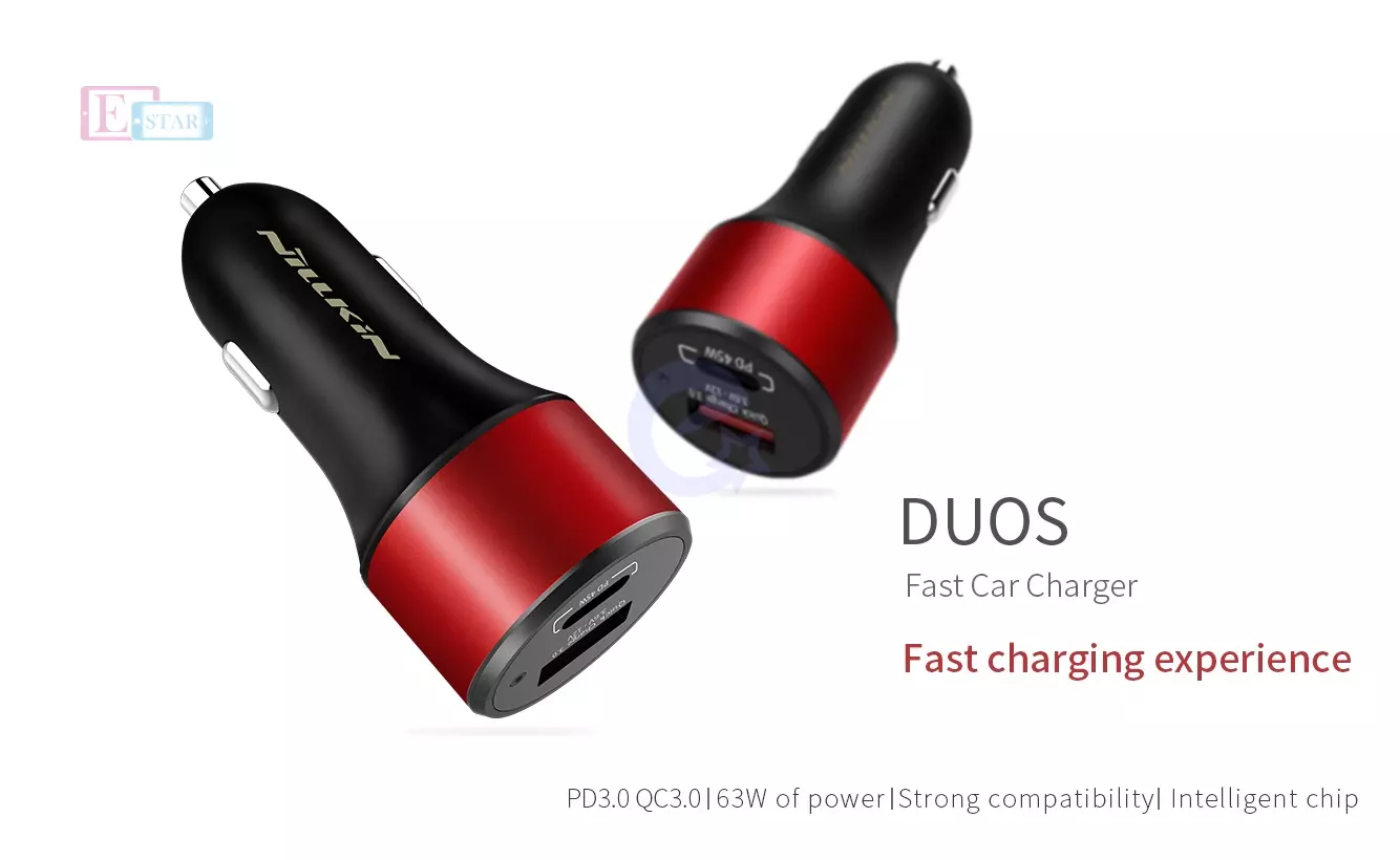 Автомобильная зарядка от прикуривателя Nillkin Duos Fast Car Charger 2 USB Red (Красный) NKC06 Автомобильная зарядка от прикуривателя Nillkin Duos Fast Car Charger 2 USB Red (Красный) NKC06