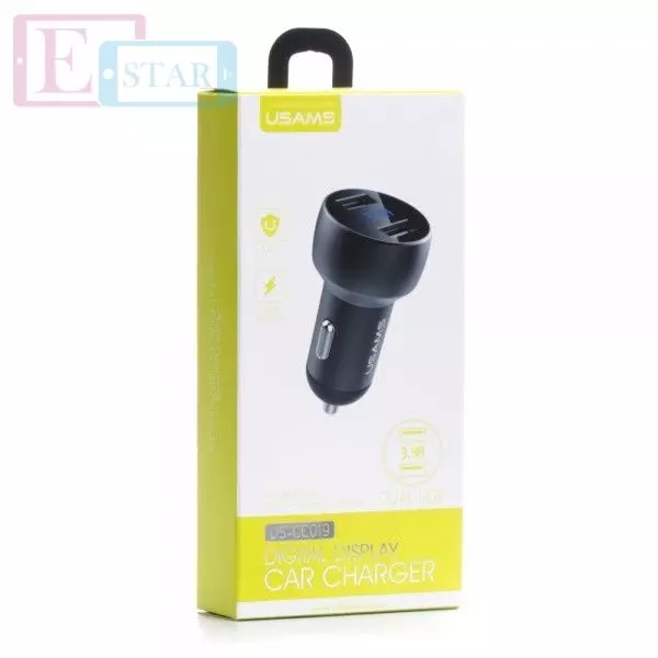 Автомобильная зарядка от прикуривателя Usams Black (Черный) US-CC019 Автомобильная зарядка от прикуривателя Usams Black (Черный) US-CC019
