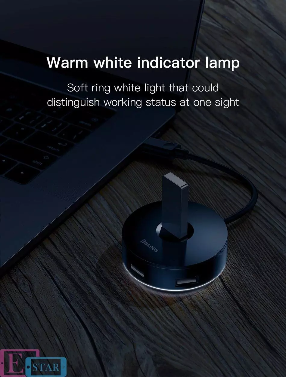 Адаптер Baseus round box HUB adapter Type-C to USB3.0*1+USB2.0*3 Black (Черный) C30C-03