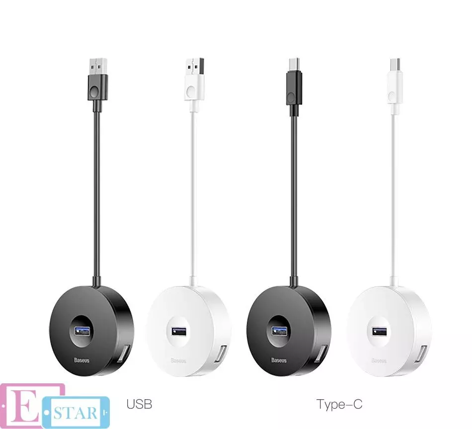Адаптер Baseus round box HUB adapter USB3.0 to USB3.0*1+USB2.0*3 Black (Черный) C30A-03