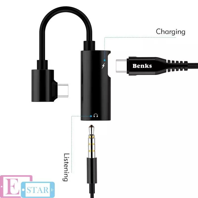 Адаптер Benks U41 2 in 1 Type-C Audio Adapter Black (Черный) Адаптер Benks U41 2 in 1 Type-C Audio Adapter Black (Черный)