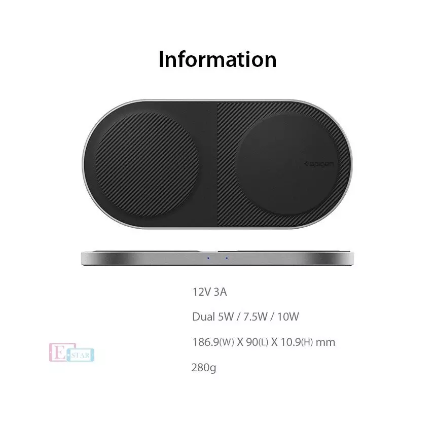 Беспроводное зарядное устройство Spigen Essential Dual High Speed ??Wireless Charger F310W Black (Черный)