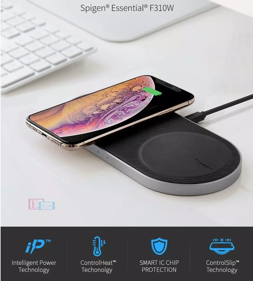 Беспроводное зарядное устройство Spigen Essential Dual High Speed ??Wireless Charger F310W Black (Черный)
