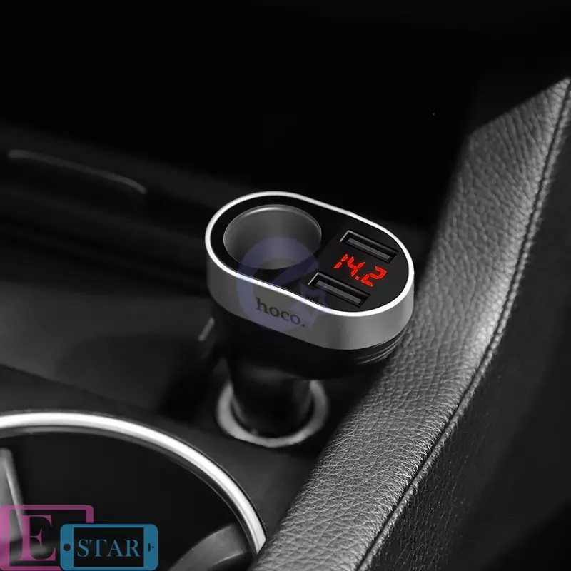 Автомобильная зарядка от прикуривателя Hoco Z29 Regal с цифровым дисплеем Black (Черный)