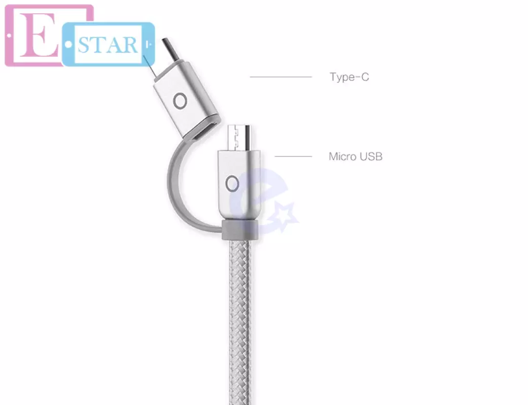 Кабель для зарядки и передачи данных Meizu Type-C &amp; Micro USB 2 In 1 Metal Data Sync Charge Cable 1,0 м Silver (Серебристый)