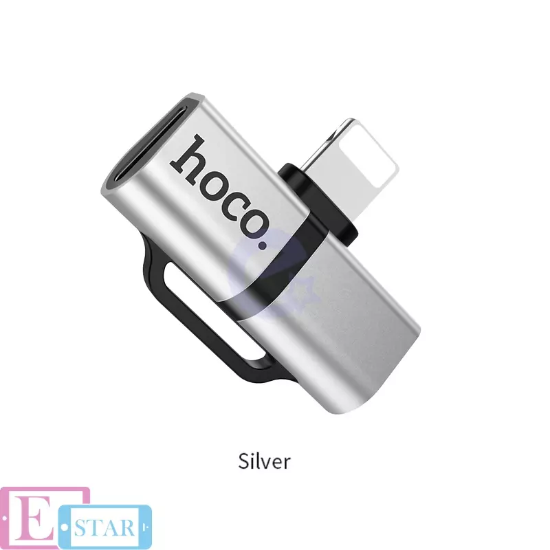 Адаптер Hoco LS20 Dual Lightning Digital Audio Converter Silver (Срібний)