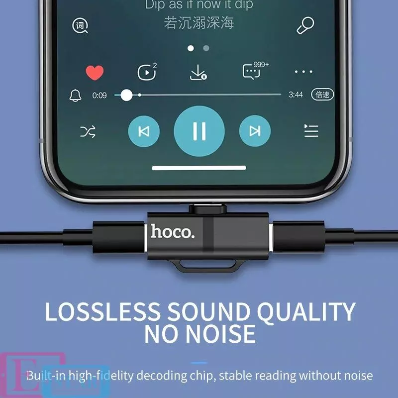 Адаптер Hoco LS20 Dual Lightning Digital Audio Converter Black (Чорний)