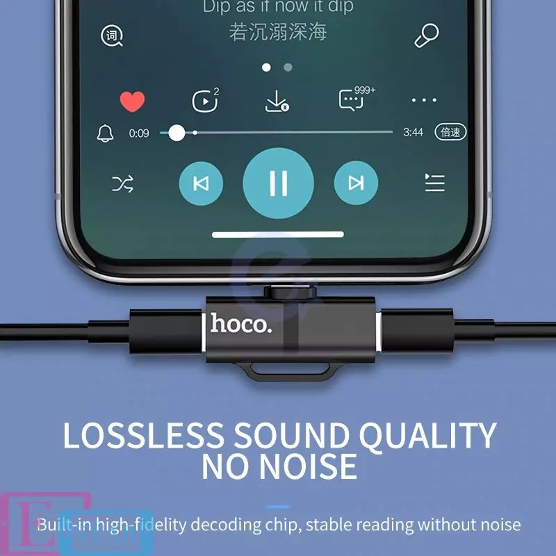 Адаптер Hoco LS20 Dual Lightning Digital Audio Converter Silver (Срібний)