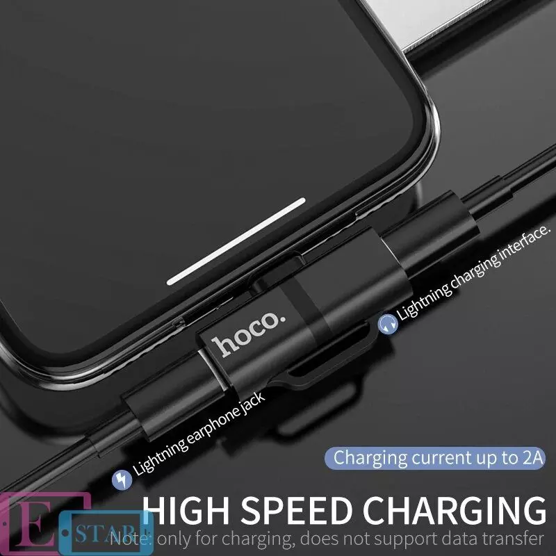 Адаптер Hoco LS20 Dual Lightning Digital Audio Converter Black (Чорний)