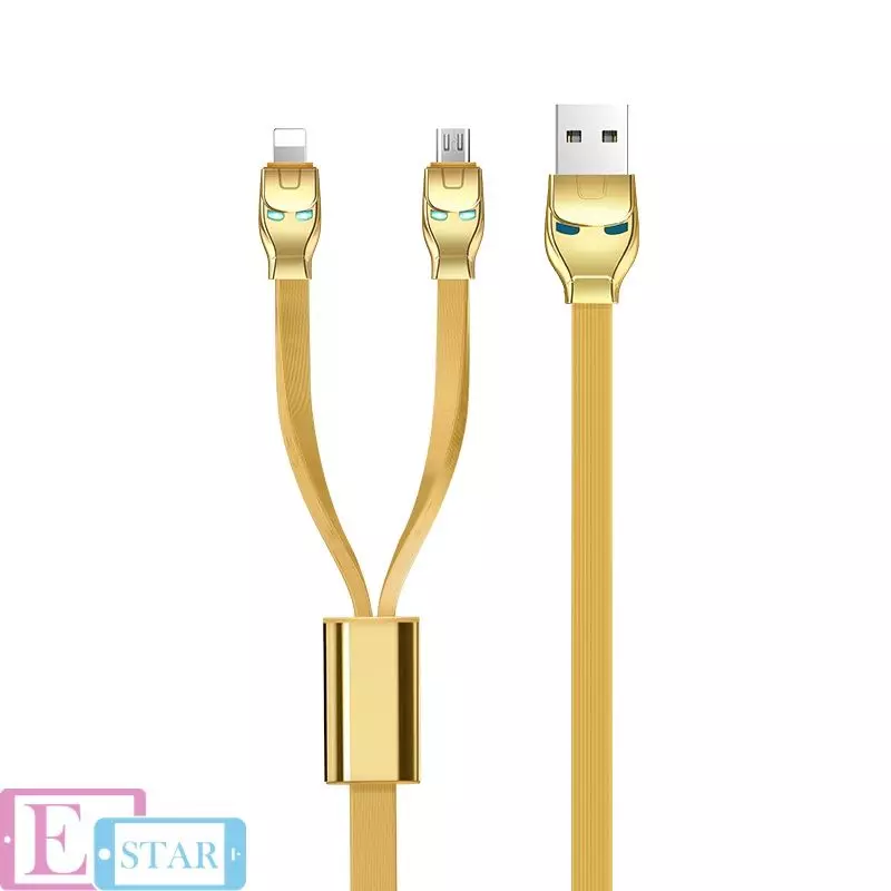 Кабель для зарядки и передачи данных Hoco U14 Steel Man 2in1 Lightning Micro USB White (Белый) Кабель для зарядки и передачи данных Hoco U14 Steel Man 2in1 Lightning Micro USB White (Белый)