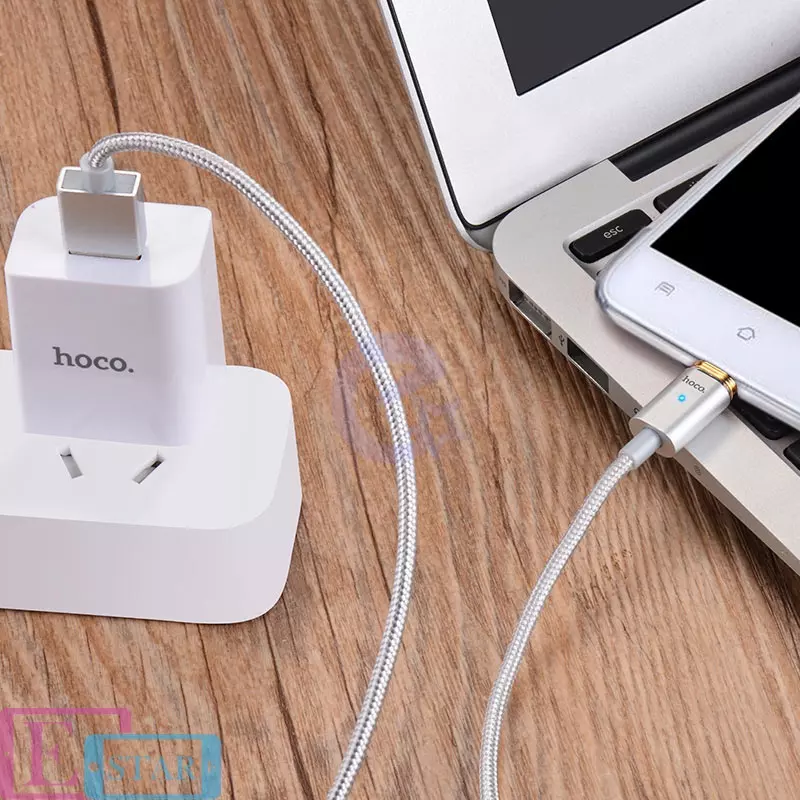 Магнитный кабель для зарядки смартфона Hoco U16 Magnetic Micro-USB to USB Silver (Серебро)