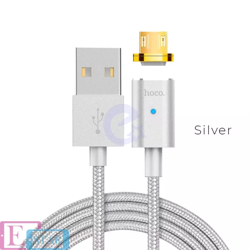 Магнитный кабель для зарядки смартфона Hoco U16 Magnetic Micro-USB to USB Silver (Серебро)
