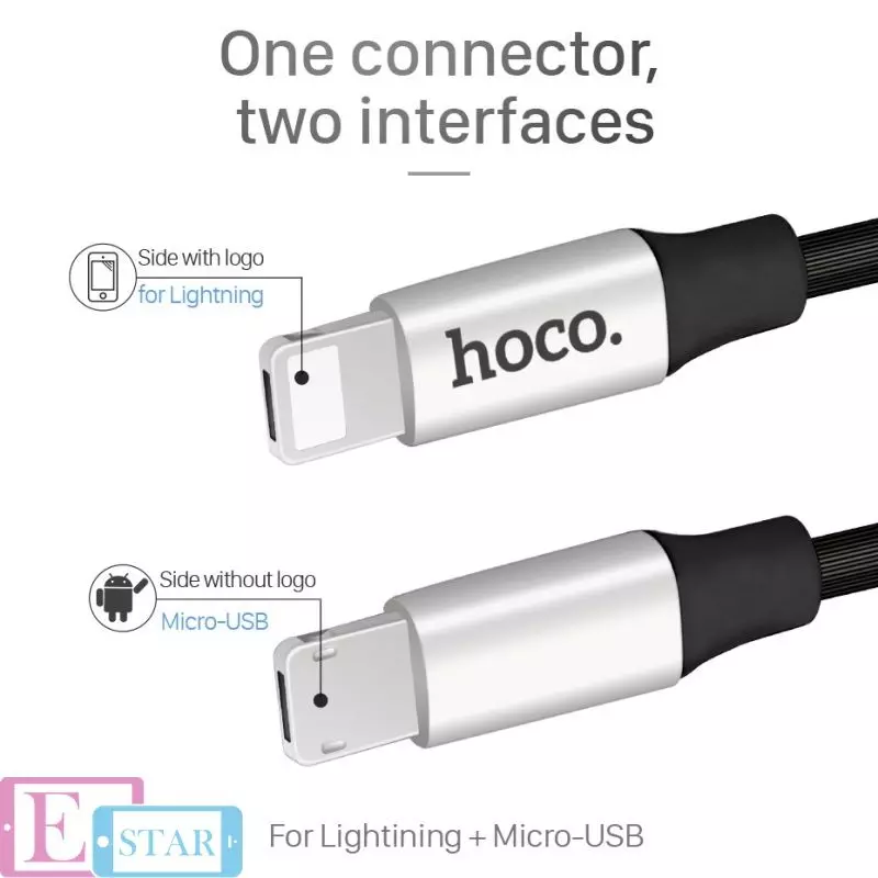 Кабель для зарядки и передачи данных Hoco U18 Golden Hat USB to Lightning Micro-USB Black (Черный) Кабель для зарядки и передачи данных Hoco U18 Golden Hat USB to Lightning Micro-USB Black (Черный)