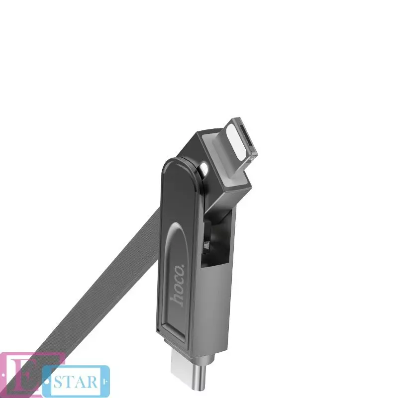 Кабель для зарядки и передачи данных Hoco U24 Refined USB to Lightning Micro-USB Type-C Tarnish (Серый) Кабель для зарядки и передачи данных Hoco U24 Refined USB to Lightning Micro-USB Type-C Tarnish (Серый)